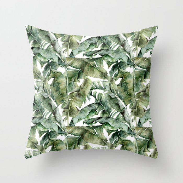 Tropical Banana Leaf Botanical Throw Pillow Gallery Image 6