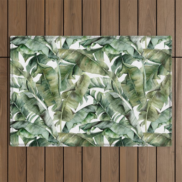 Tropical Banana Leaf Botanical Outdoor Rug Gallery Image 1