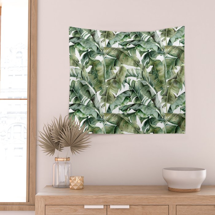 Tropical Banana Leaf Botanical Wall Tapestry Gallery Image 2
