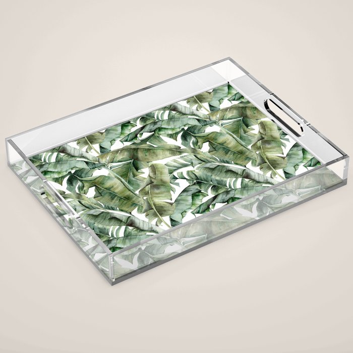 Tropical Banana Leaf Botanical Acrylic Tray Gallery Image 1