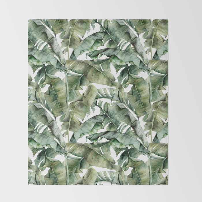 Tropical Banana Leaf Botanical Throw Blanket Gallery Image 2