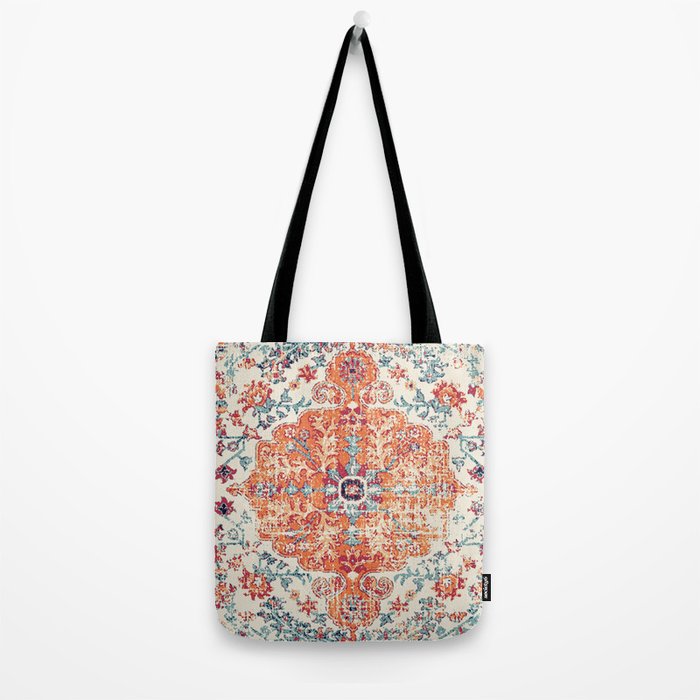 Antique Oriental Persian Burnt Orange & Aqua Tote Bag Gallery Image 2