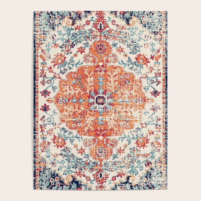 Antique Oriental Persian Burnt Orange & Aqua Poster Gallery Image 4