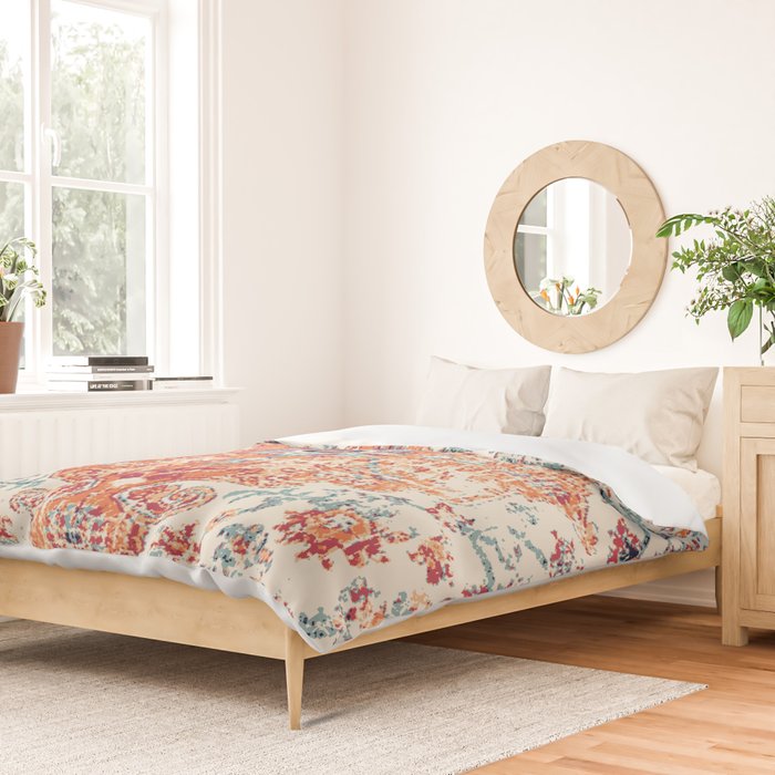 Antique Oriental Persian Burnt Orange & Aqua Duvet Cover Gallery Image 2
