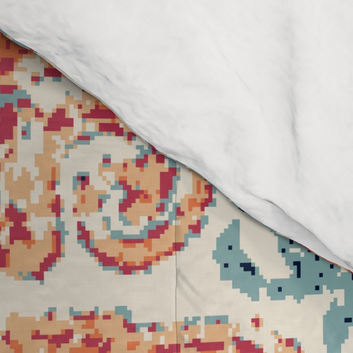 Antique Oriental Persian Burnt Orange & Aqua Comforter Gallery Image 4