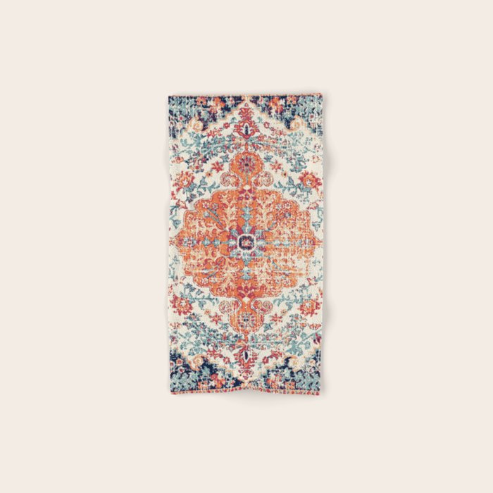 Antique Oriental Persian Burnt Orange & Aqua Bath Towel Gallery Image 1