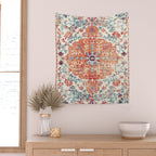Antique Oriental Persian Burnt Orange & Aqua Wall Tapestry Gallery Image 2