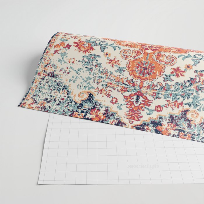Antique Oriental Persian Burnt Orange & Aqua Wrapping Paper Gallery Image 2