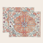 Antique Oriental Persian Burnt Orange & Aqua Placemat Gallery Image 1