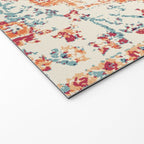 Antique Oriental Persian Burnt Orange & Aqua Welcome Mat Gallery Image 2