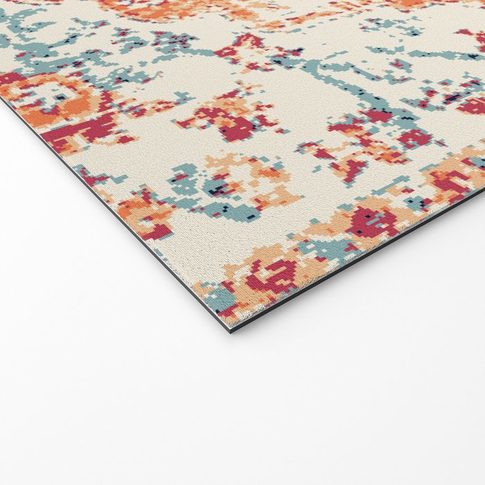 Antique Oriental Persian Burnt Orange & Aqua Welcome Mat Gallery Image 2