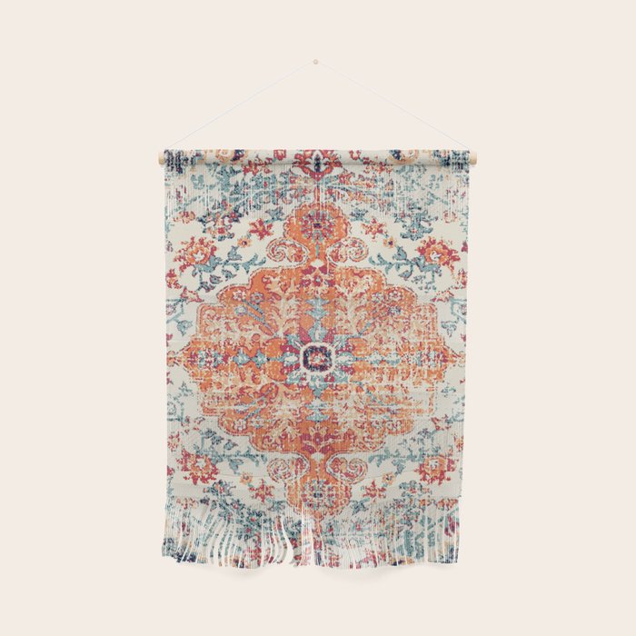 Antique Oriental Persian Burnt Orange & Aqua Wall Hanging Gallery Image 1