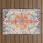 Antique Oriental Persian Burnt Orange & Aqua Outdoor Rug Gallery Image 1