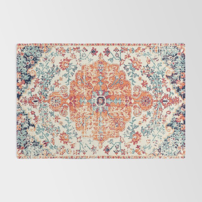 Antique Oriental Persian Burnt Orange & Aqua Rug Gallery Image 2