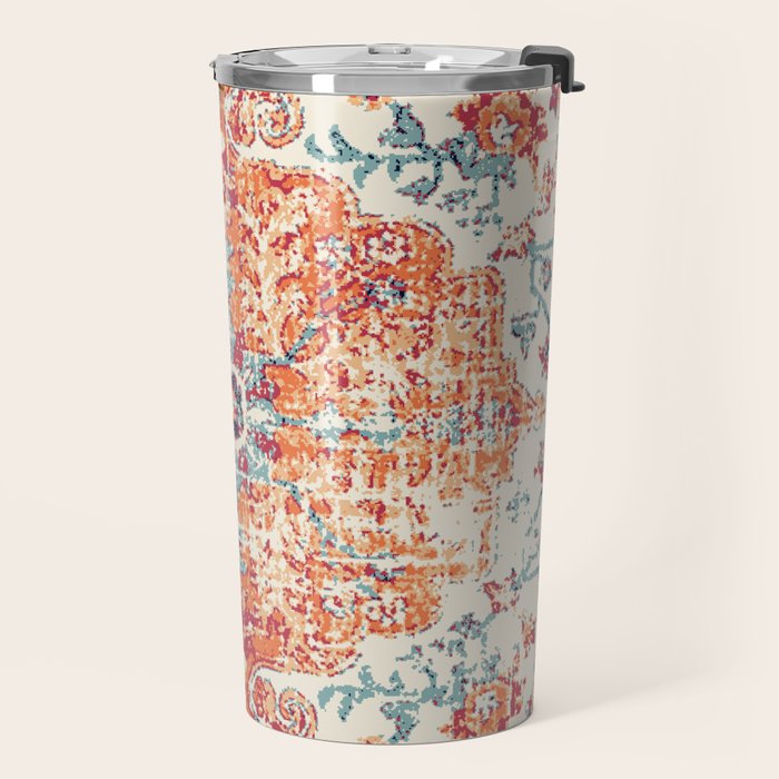 Antique Oriental Persian Burnt Orange & Aqua Travel Mug Gallery Image 2