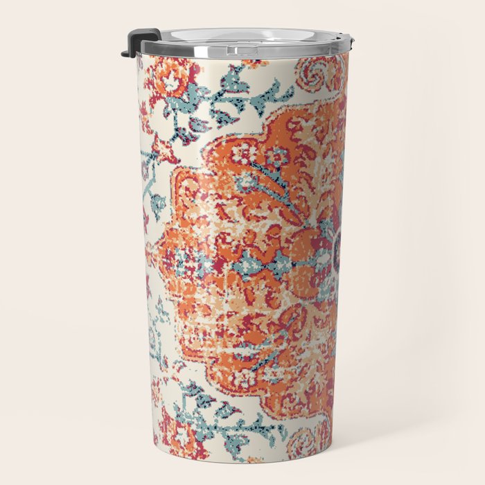 Antique Oriental Persian Burnt Orange & Aqua Travel Mug Gallery Image 3