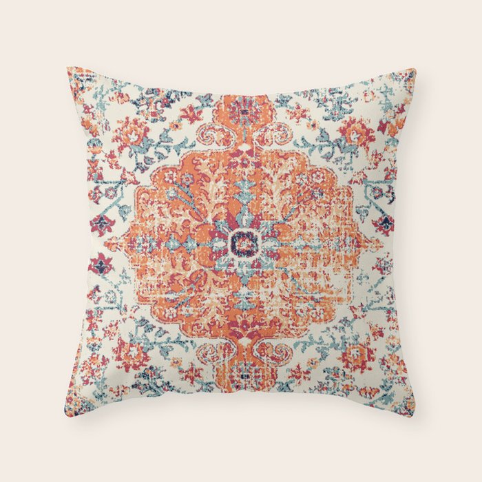 Antique Oriental Persian Burnt Orange & Aqua Throw Pillow Gallery Image 6