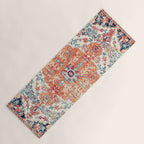 Antique Oriental Persian Burnt Orange & Aqua Yoga Mat Gallery Image 1