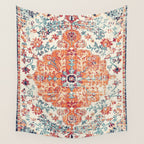 Antique Oriental Persian Burnt Orange & Aqua Wall Tapestry Gallery Image 4