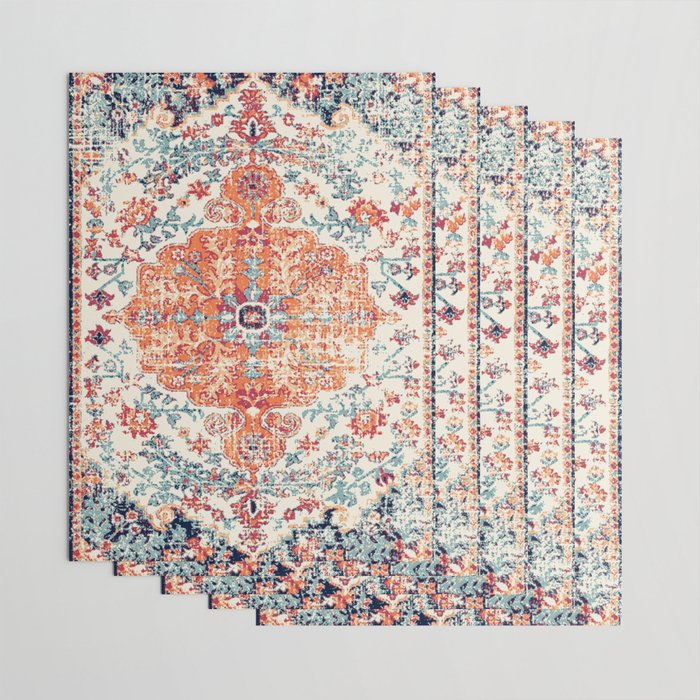 Antique Oriental Persian Burnt Orange & Aqua Wrapping Paper Gallery Image 3