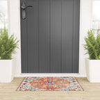 Antique Oriental Persian Burnt Orange & Aqua Welcome Mat Gallery Image 3
