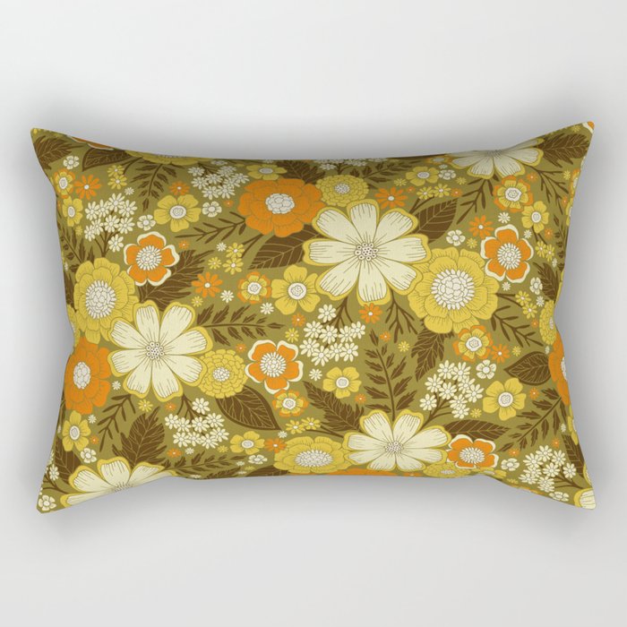 1970s Retro/Vintage Floral Pattern Rectangular Pillow Gallery Image 2