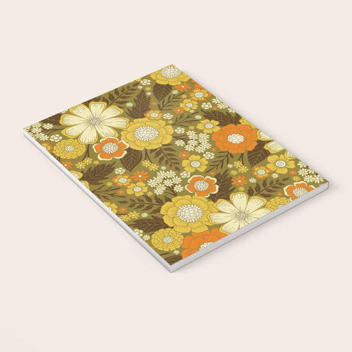 1970s Retro/Vintage Floral Pattern Notebook Gallery Image 3