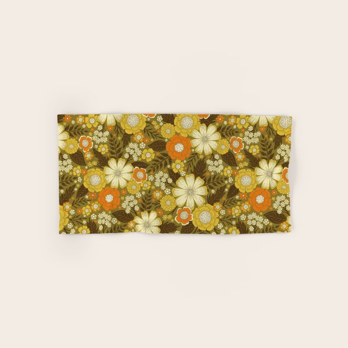 1970s Retro/Vintage Floral Pattern Bath Towel Gallery Image 1