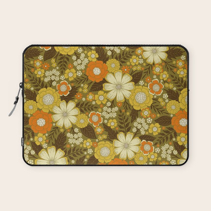 1970s Retro/Vintage Floral Pattern Laptop Sleeve Gallery Image 1