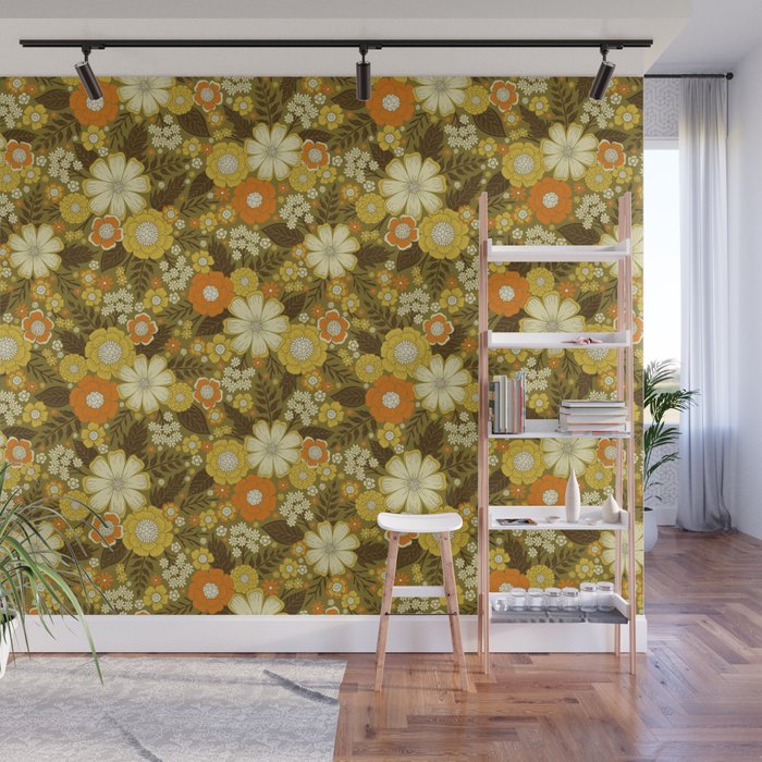 1970s Retro/Vintage Floral Pattern Wall Mural Gallery Image 1