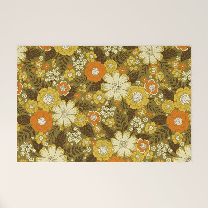1970s Retro/Vintage Floral Pattern Welcome Mat Gallery Image 1