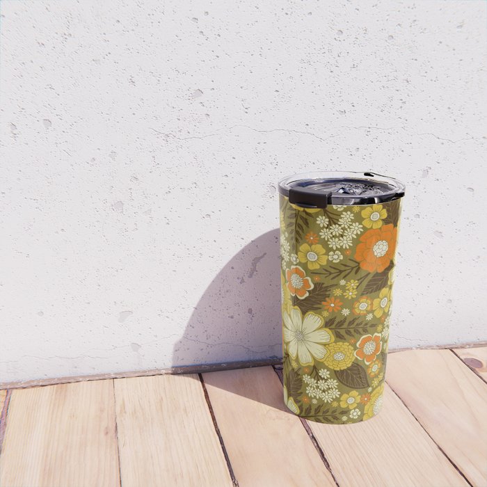 1970s Retro/Vintage Floral Pattern Travel Mug Gallery Image 4