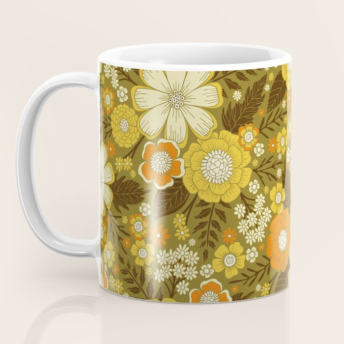 1970s Retro/Vintage Floral Pattern Coffee Mug Gallery Image 3