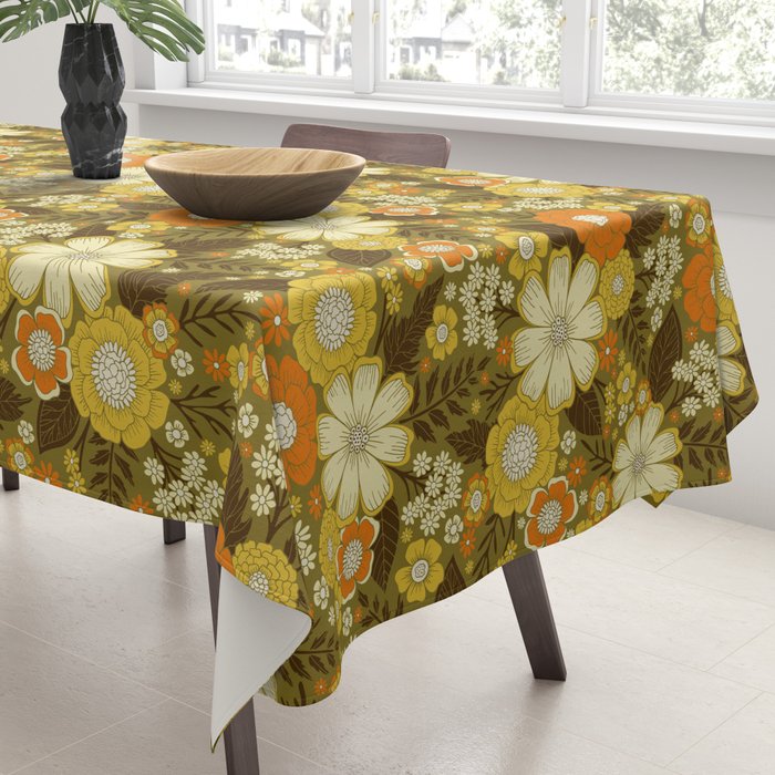 1970s Retro/Vintage Floral Pattern Tablecloth Gallery Image 3