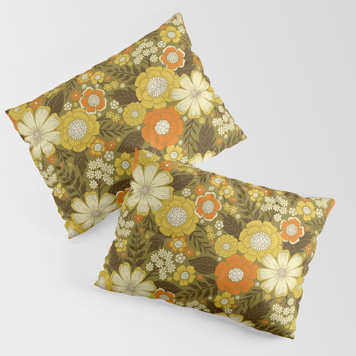 1970s Retro/Vintage Floral Pattern Pillow Sham Gallery Image 1