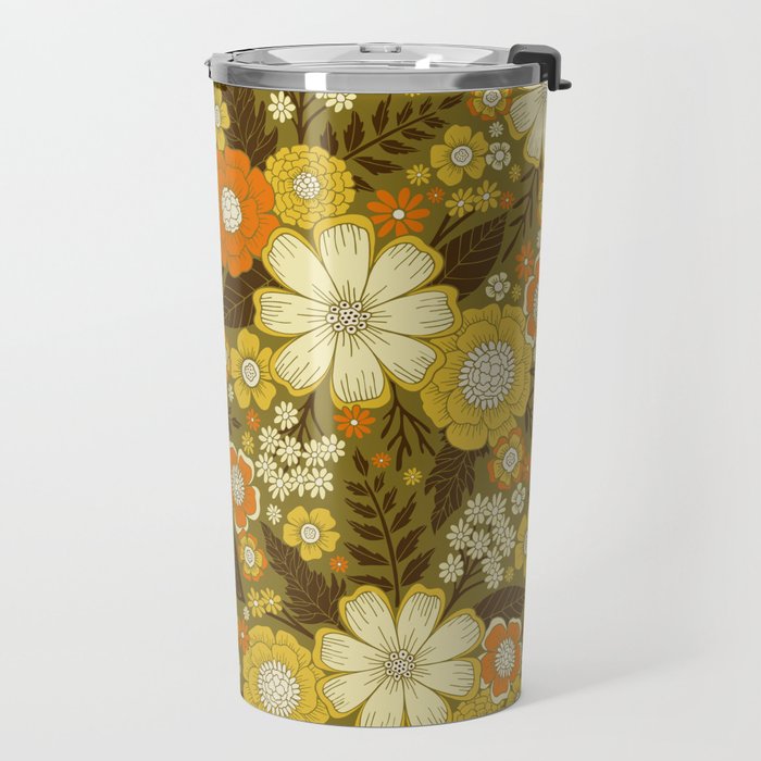 1970s Retro/Vintage Floral Pattern Travel Mug Gallery Image 2