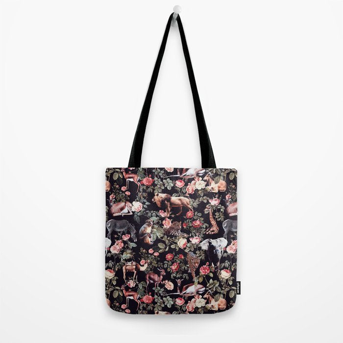 Animals and Floral Pattern Tote Bag Gallery Image 2