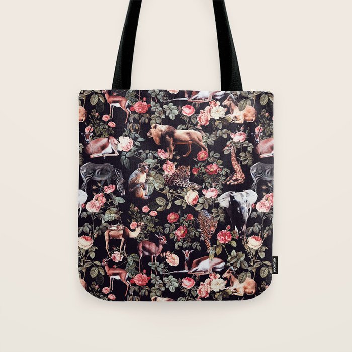 Animals and Floral Pattern Tote Bag Gallery Image 1