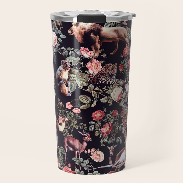 Animals and Floral Pattern Travel Mug Gallery Image 1
