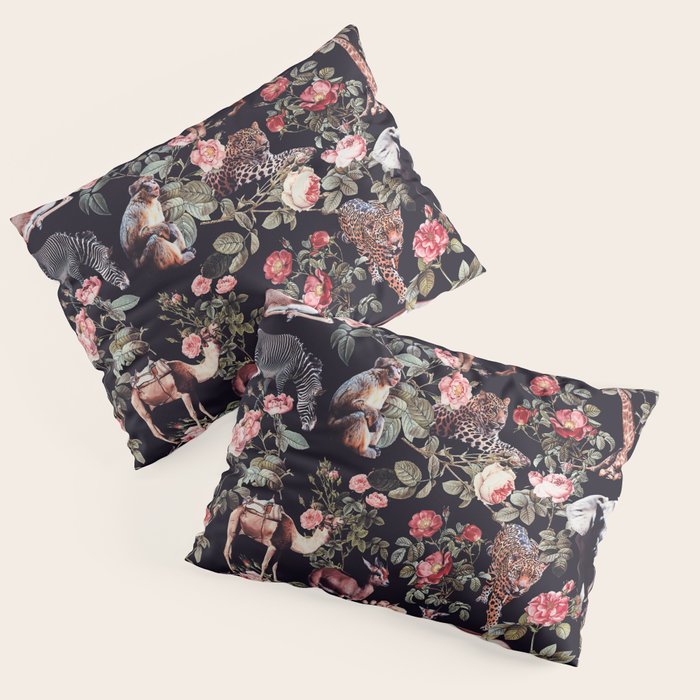 Animals and Floral Pattern Pillow Sham Gallery Image 1