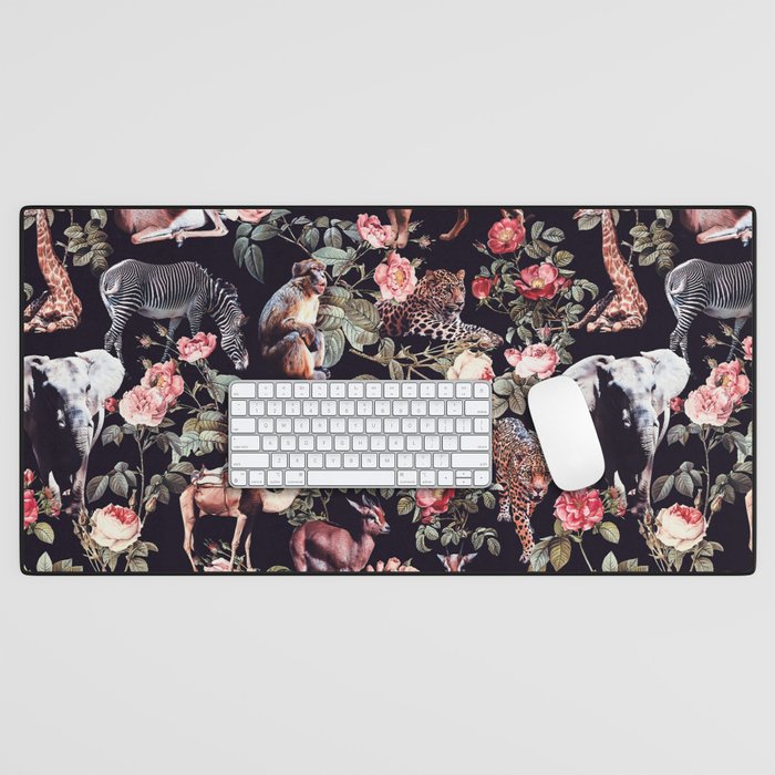 Animals and Floral Pattern Desk Mat Gallery Image 1