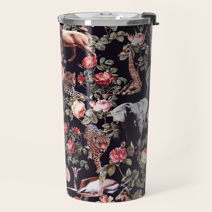 Animals and Floral Pattern Travel Mug Gallery Image 2