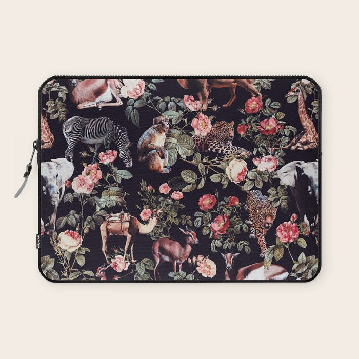 Animals and Floral Pattern Laptop Sleeve Gallery Image 1