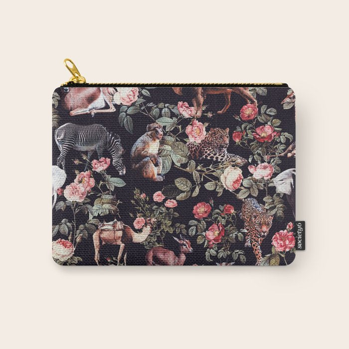 Animals and Floral Pattern Carry All Pouch Gallery Image 1