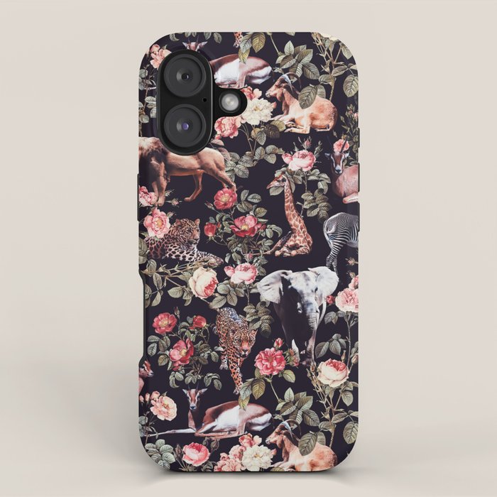 Animals and Floral Pattern iPhone Case Gallery Image 1