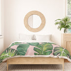 Jungle Leaves, Banana, Monstera II Pink  Duvet Cover Gallery Image 3