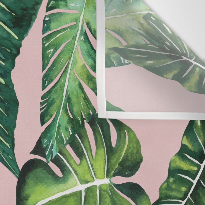 Jungle Leaves, Banana, Monstera II Pink  Wall Tapestry Gallery Image 3