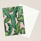Jungle Leaves, Banana, Monstera II Pink  Stationery Card Gallery Image 2