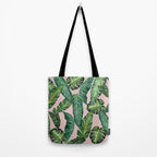 Jungle Leaves, Banana, Monstera II Pink  Tote Bag Gallery Image 2