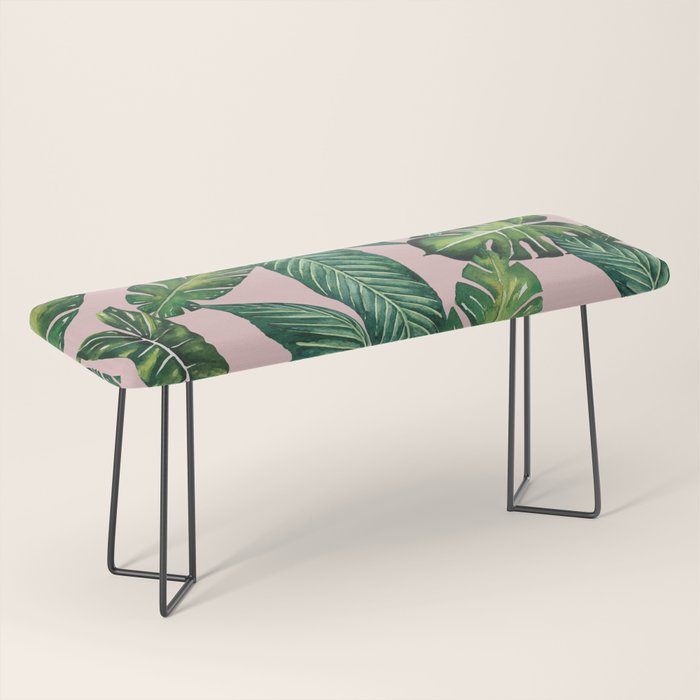 Jungle Leaves, Banana, Monstera II Pink  Bench Gallery Image 1